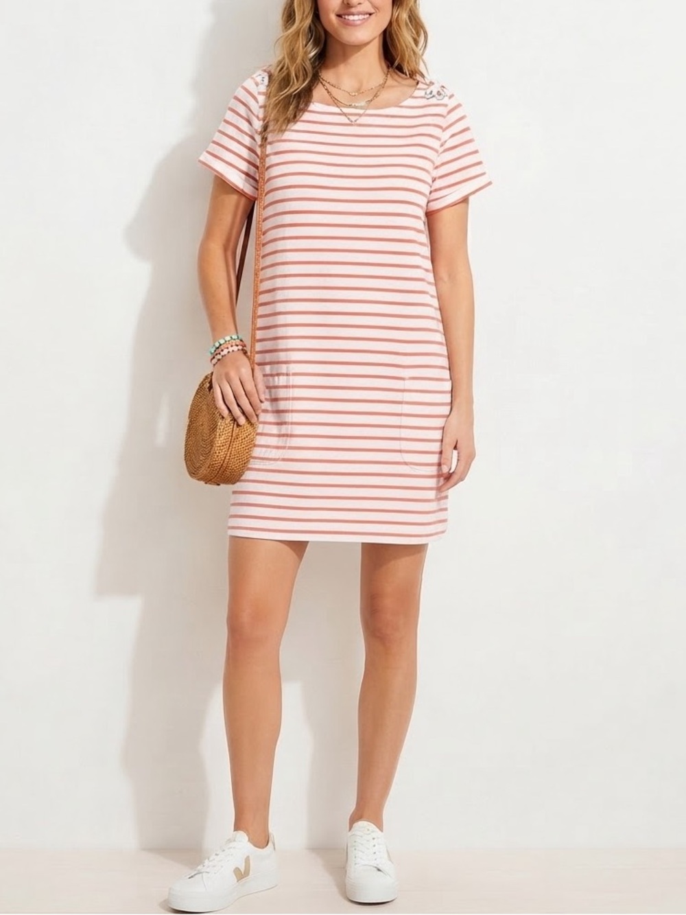 Tommy Bahama Red and White Striped Short Sleeve Tee - Picture 1 of 14